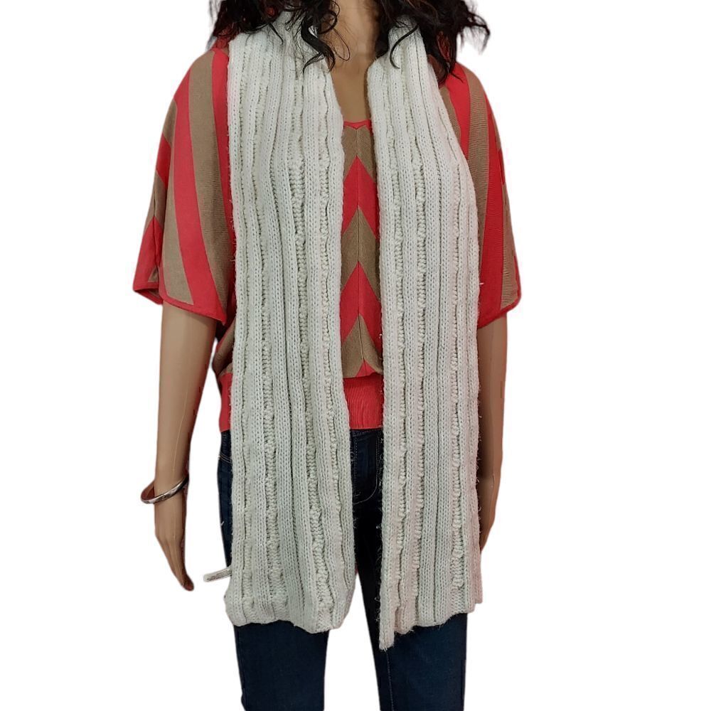 Aero cable knit cream colored scarf